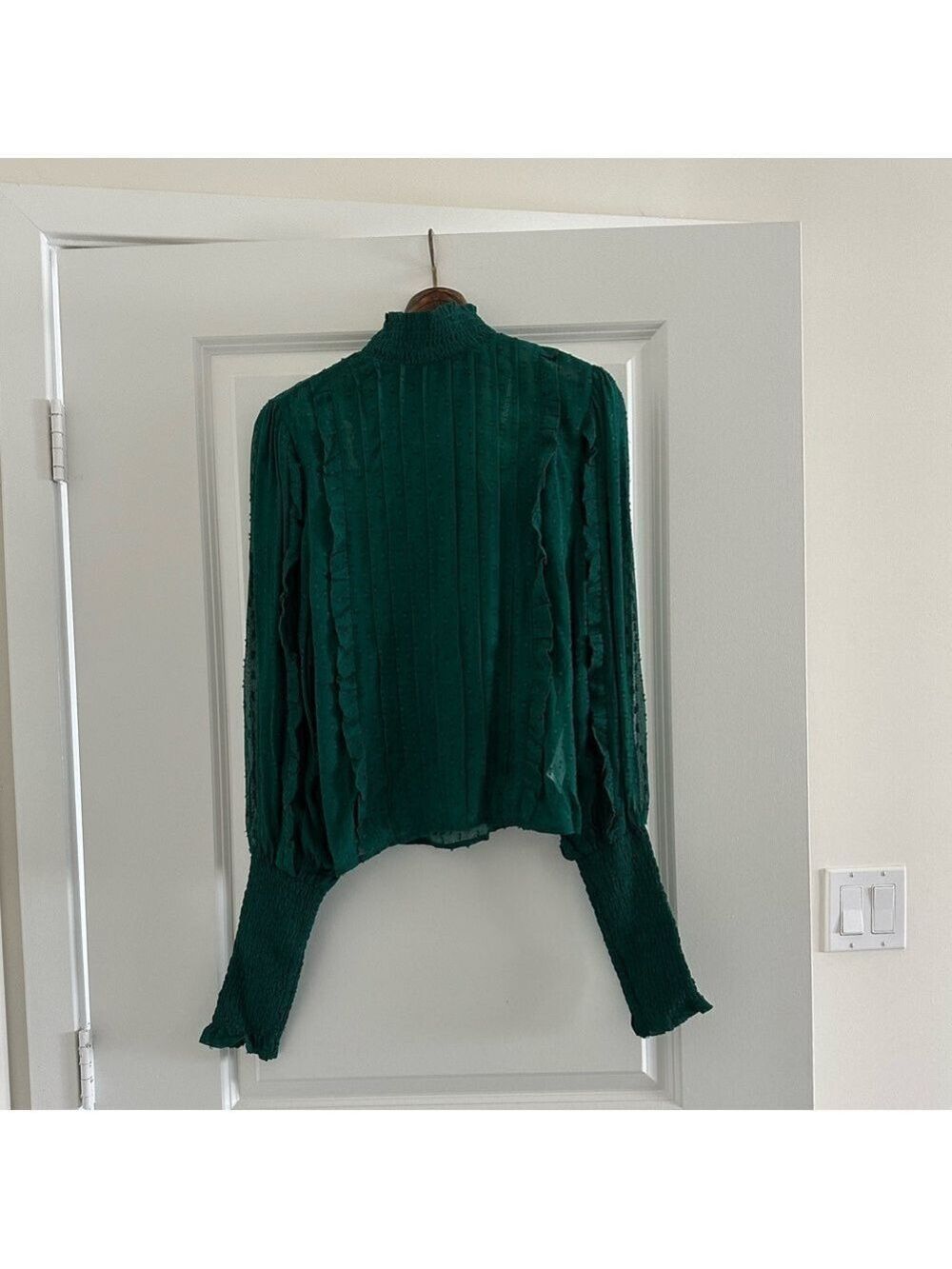 Farm Rio Emerald Ruffle Long Sleeve Blouse - Picture 2 of 11